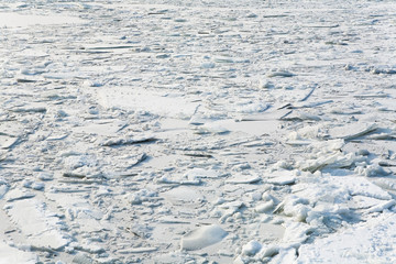Cracked ice on the river.