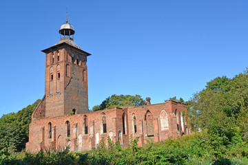 Fototapeta na wymiar Saint Yakov's Lutheran church, side view. Znamensk, Kaliningrad region