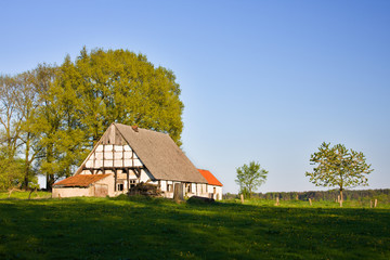 Obraz premium Old Farmhouse In Green Landscape, Germany