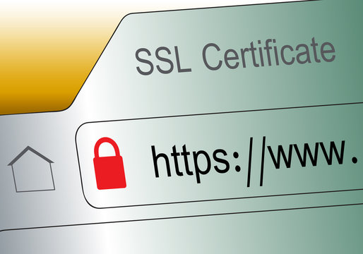 Close-up of a browser window showing lock icon during SSL connection