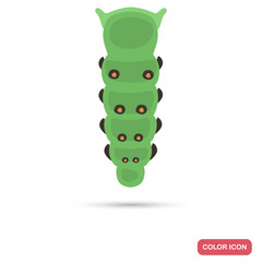 Green caterpillar color flat icon