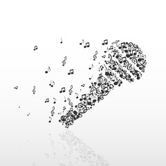 Vector image of a microphone of the notes.