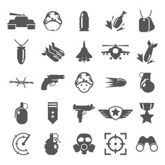 Army and military simple icons set