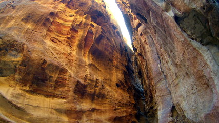 Long curved yellow bent narrow canyon