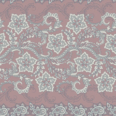 Floral seamless pattern with paisley ornament.