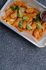 Close up Homemade   Spicy BBQ Chicken Tender. (selective Focus)