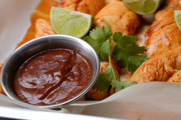 Close up Homemade   Spicy BBQ Chicken Tender. (selective Focus)