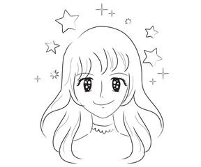 少女漫画風イラスト　笑顔