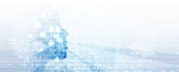 Artificial intelligence with human face. Technology web background. Virtual concept.