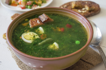 delicious aromatic appetizing healthy spinach soup