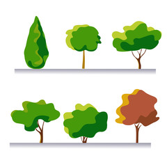 Fototapeta premium Set of abstract stylized trees. Natural illustration.