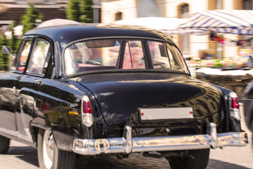 retro car movement in style with blurs