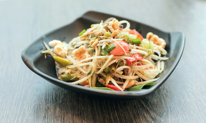 Papaya salad thai traditional food or name in thai Somtum