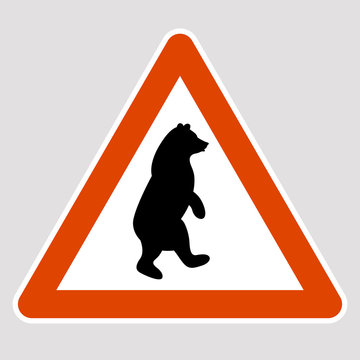 bear black silhouette road sign vector illustration