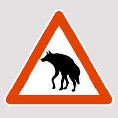 hyena black silhouette road sign vector illustration