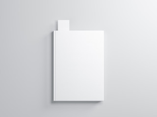 White book with Bookmark Mockup on gray background - obrazy, fototapety, plakaty