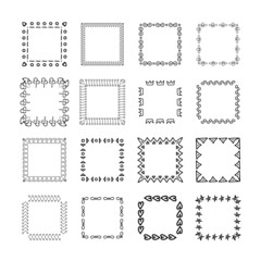Collection of handdrawn frames. Unique frames for your design. Vector frames.