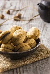 Baci di dama: delicious shortbread pastry filled with chocolate cream