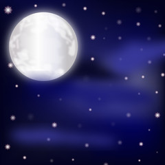 Night sky, full moon and stars