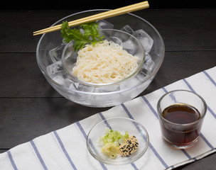 Close up Homemade   somen. (selective Focus)