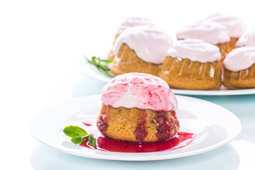 sweet muffins with berry cream