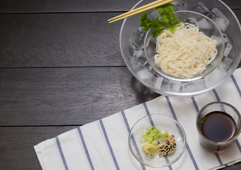 Close up Homemade   somen. (selective Focus)