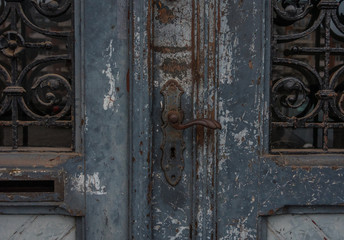 The old and vintage door of a building