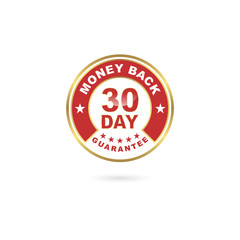 Fototapeta na wymiar 30 Day Money Back Guarantee Icon Red and Gold Color