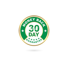 30 Day Money Back Guarantee Icon Green and Gold Color