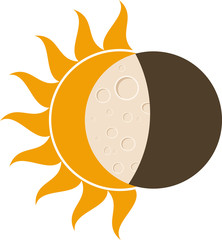 Total solar eclipse, Moon and Sun vector illustration for web and mobile design