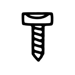 hand drawn screw. vector and illustration