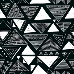 Vector seamless pattern with ethnic tribal boho triangles