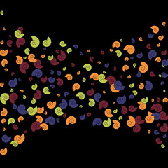 Vector Confetti Background Pattern. Element of design. Color spirals on a black background
