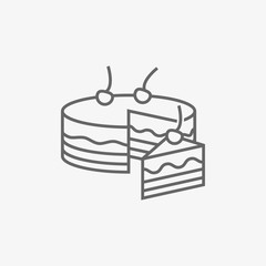 cake with cherry vector icon