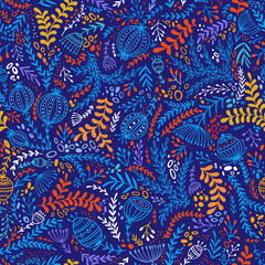 Ethnic style floral colorful seamless pattern