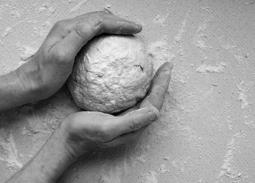 Baker Making Traditional Irish Soda Bread For St Patrick's Day Festivities