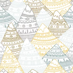 Printed roller blinds Mountains Vector seamless pattern with boho ornamental mountains.