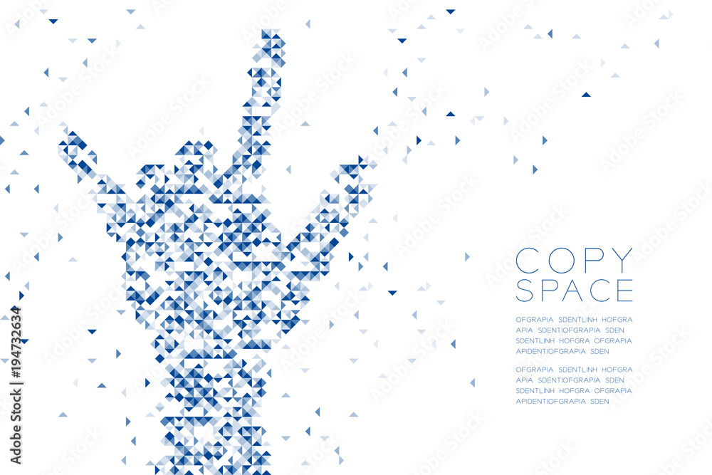 Poster abstract geometric polygon square box and triangle pattern i love you hand shape, sign language conc