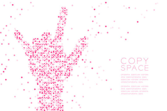 Abstract Geometric Circle dot pattern I love you Hand shape, sign language concept design pink color illustration isolated on white background with copy space, vector eps 10