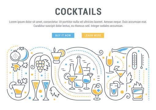 Website Banner and Landing Page of Cocktails.