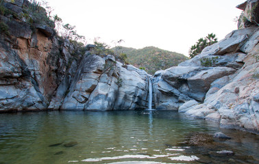 Waterfall at Cascada Sol Del Mayo on the Baja California peninsula in Mexico B C S