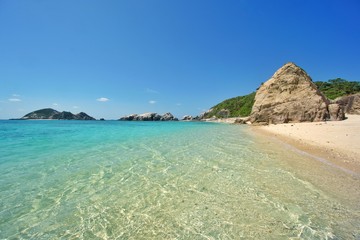 Fototapeta premium The beach and the rock at Tokashiki island Okinawa. 