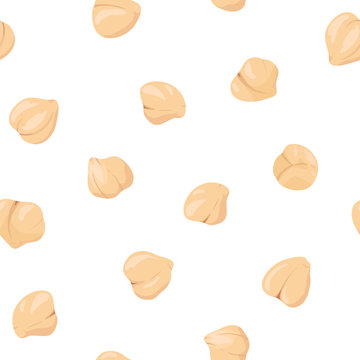 Chickpeas seamless pattern. Chickpeas on white background. Vector hand drawn illustration seamless pattern.