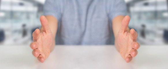 Businessman showing empty hands