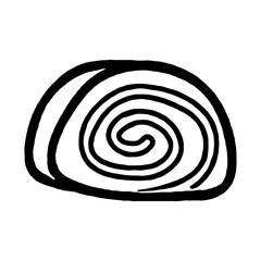 hand drawn cake roll. cartoon vector and illustration