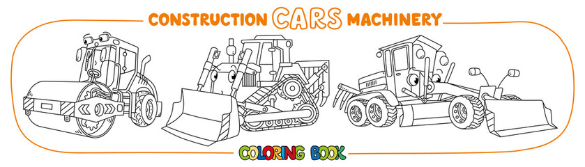 Fototapeta na wymiar Construction machinery transport coloring book