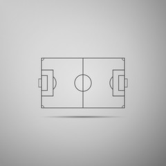 Football field or soccer field icon isolated on grey background. Flat design. Vector Illustration