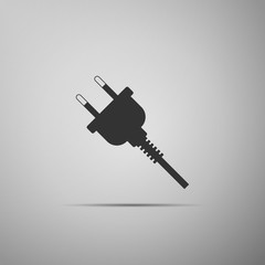 Electric plug icon isolated on grey background. Concept of connection and disconnection of the electricity. Flat design. Vector Illustration