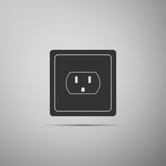 Electrical outlet in the USA icon isolated on grey background. Power socket. Flat design. Vector Illustration