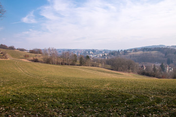 View of the small village Mylau in Thuringia, Germany.